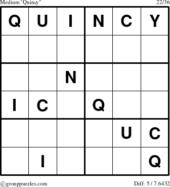 The grouppuzzles.com Medium Quincy puzzle for 