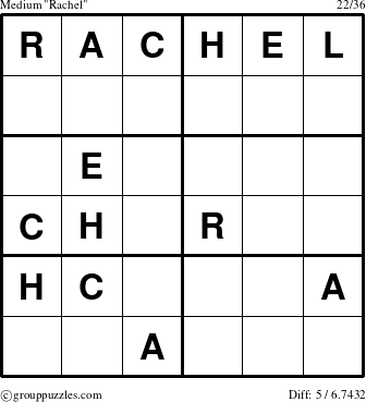 The grouppuzzles.com Medium Rachel puzzle for 