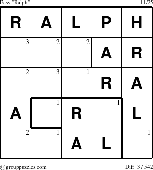 The grouppuzzles.com Easy Ralph puzzle for  with the first 3 steps marked