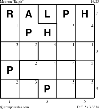 The grouppuzzles.com Medium Ralph puzzle for  with all 5 steps marked