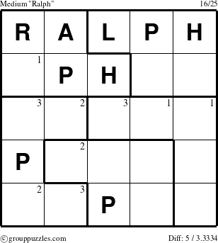 The grouppuzzles.com Medium Ralph puzzle for  with the first 3 steps marked