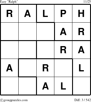 The grouppuzzles.com Easy Ralph puzzle for 