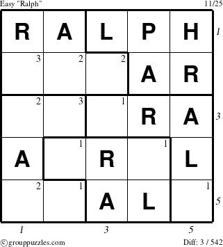 The grouppuzzles.com Easy Ralph puzzle for , suitable for printing, with all 3 steps marked