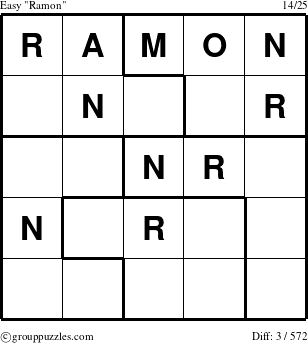 The grouppuzzles.com Easy Ramon puzzle for 