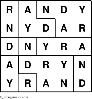 The grouppuzzles.com Answer grid for the Randy puzzle for 