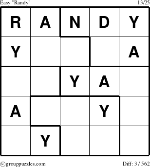 The grouppuzzles.com Easy Randy puzzle for 