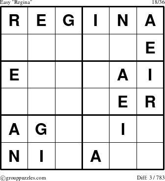 The grouppuzzles.com Easy Regina puzzle for 