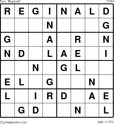 The grouppuzzles.com Easy Reginald puzzle for 