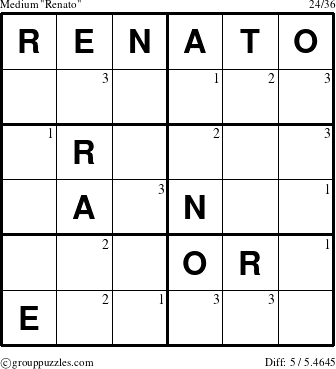 The grouppuzzles.com Medium Renato puzzle for  with the first 3 steps marked