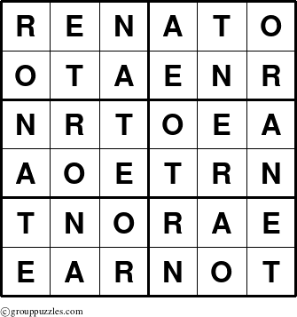 The grouppuzzles.com Answer grid for the Renato puzzle for 