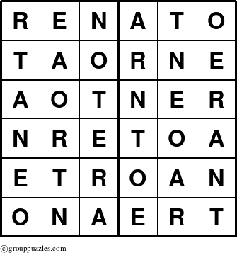 The grouppuzzles.com Answer grid for the Renato puzzle for 