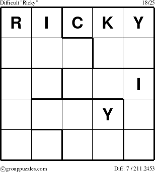 The grouppuzzles.com Difficult Ricky puzzle for 