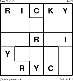 The grouppuzzles.com Easy Ricky puzzle for 