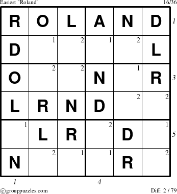 The grouppuzzles.com Easiest Roland puzzle for  with all 2 steps marked