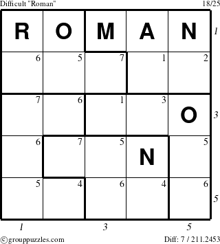 The grouppuzzles.com Difficult Roman puzzle for  with all 7 steps marked