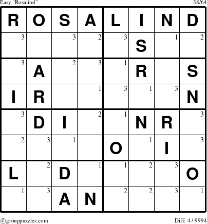 The grouppuzzles.com Easy Rosalind puzzle for  with the first 3 steps marked