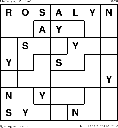 The grouppuzzles.com Challenging Rosalyn puzzle for 