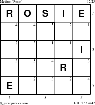 The grouppuzzles.com Medium Rosie puzzle for  with all 5 steps marked