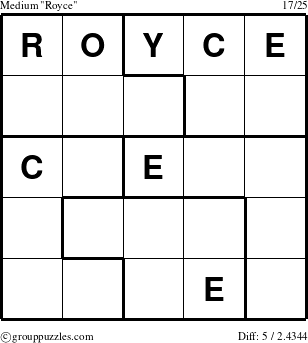 The grouppuzzles.com Medium Royce puzzle for 