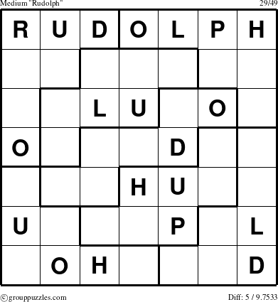 The grouppuzzles.com Medium Rudolph puzzle for 