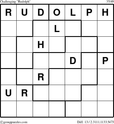 The grouppuzzles.com Challenging Rudolph puzzle for 