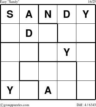 The grouppuzzles.com Easy Sandy puzzle for 