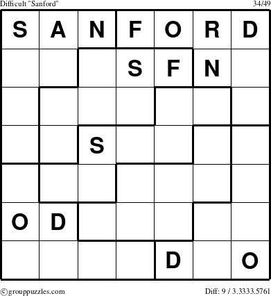 The grouppuzzles.com Difficult Sanford puzzle for 