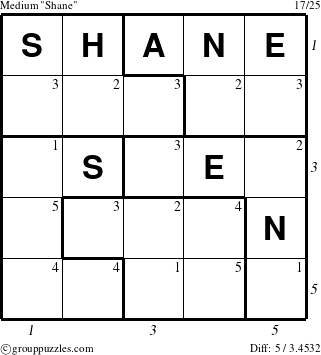 The grouppuzzles.com Medium Shane puzzle for  with all 5 steps marked