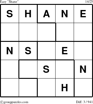 The grouppuzzles.com Easy Shane puzzle for 