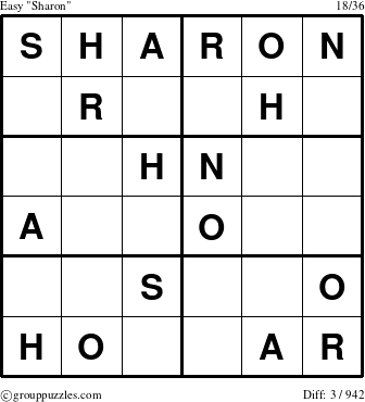 The grouppuzzles.com Easy Sharon puzzle for 