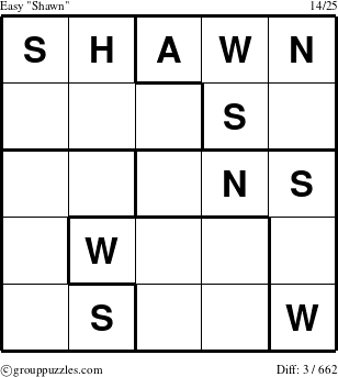 The grouppuzzles.com Easy Shawn puzzle for 