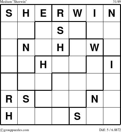 The grouppuzzles.com Medium Sherwin puzzle for 