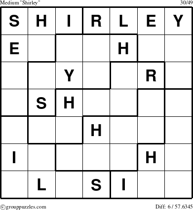 The grouppuzzles.com Medium Shirley puzzle for 