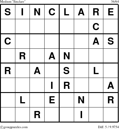 The grouppuzzles.com Medium Sinclare puzzle for 