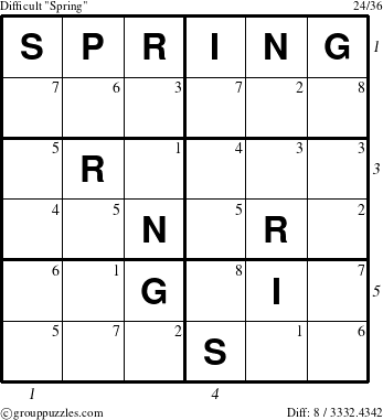 The grouppuzzles.com Difficult Spring puzzle for , suitable for printing, with all 8 steps marked