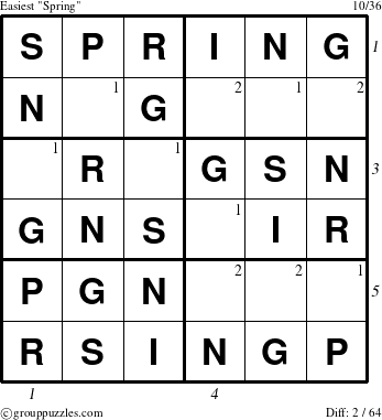 The grouppuzzles.com Easiest Spring puzzle for , suitable for printing, with all 2 steps marked