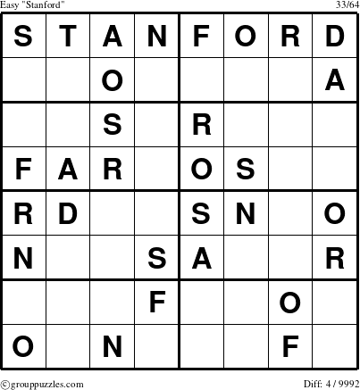 The grouppuzzles.com Easy Stanford puzzle for 