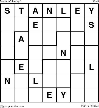 The grouppuzzles.com Medium Stanley puzzle for 