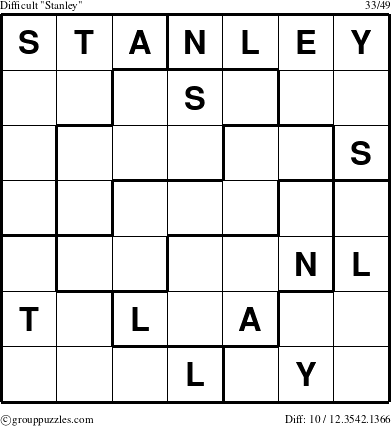 The grouppuzzles.com Difficult Stanley puzzle for 