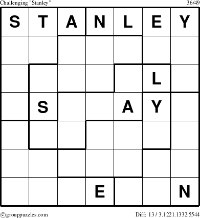 The grouppuzzles.com Challenging Stanley puzzle for 