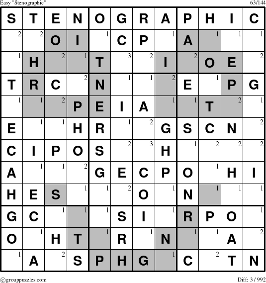 The grouppuzzles.com Easy Stenographic puzzle for  with the first 3 steps marked