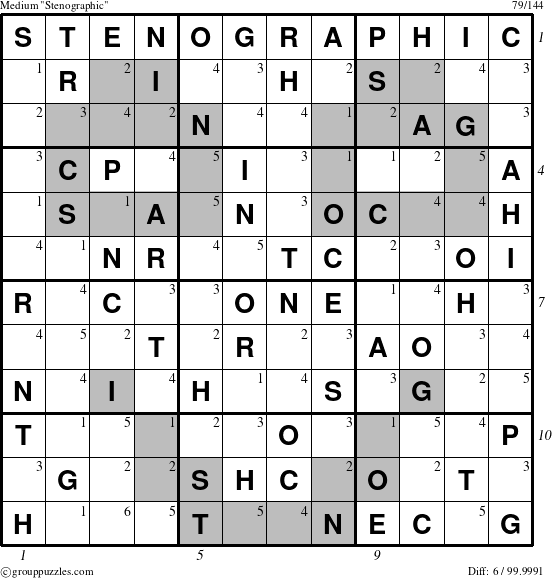 The grouppuzzles.com Medium Stenographic puzzle for  with all 6 steps marked