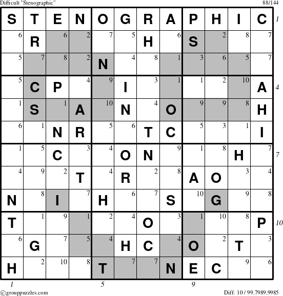 The grouppuzzles.com Difficult Stenographic puzzle for , suitable for printing, with all 10 steps marked