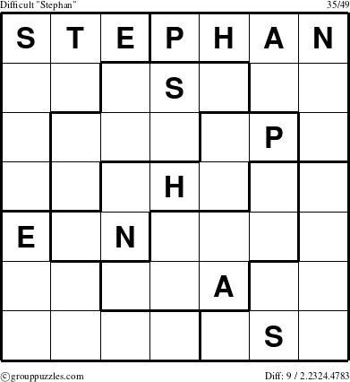 The grouppuzzles.com Difficult Stephan puzzle for 