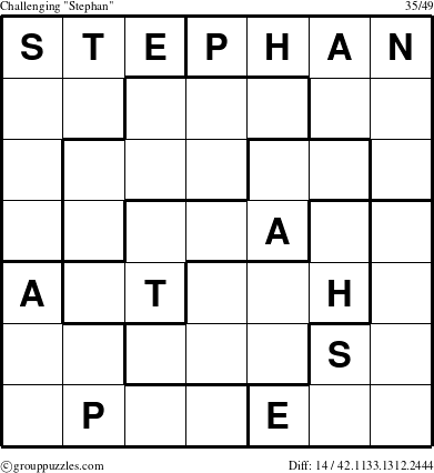 The grouppuzzles.com Challenging Stephan puzzle for 