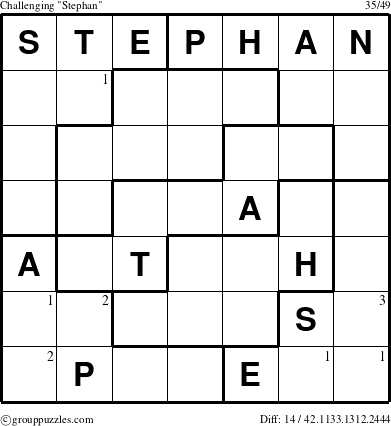 The grouppuzzles.com Challenging Stephan puzzle for  with the first 3 steps marked