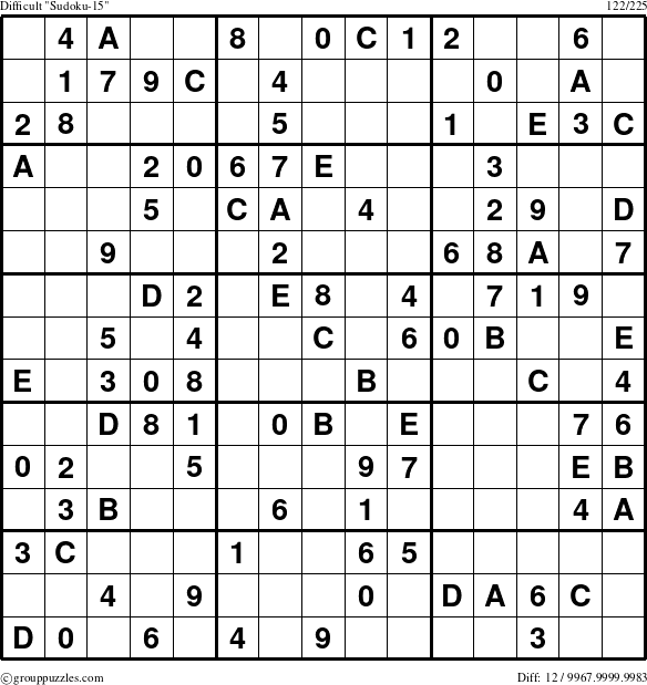 The grouppuzzles.com Difficult Sudoku-15 puzzle for 