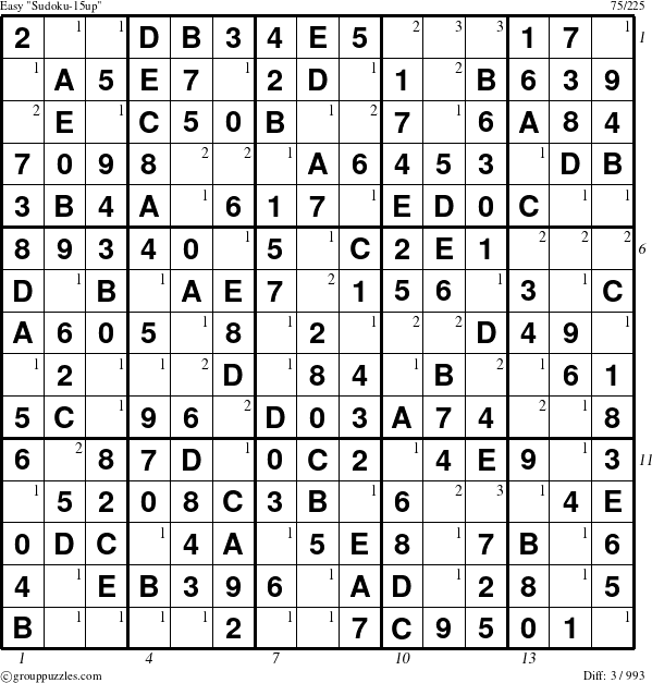 The grouppuzzles.com Easy Sudoku-15up puzzle for  with all 3 steps marked