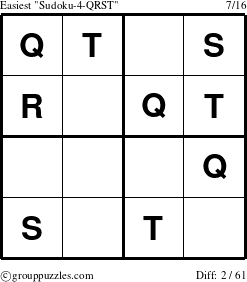 The grouppuzzles.com Easiest Sudoku-4-QRST puzzle for 