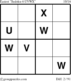 The grouppuzzles.com Easiest Sudoku-4-UVWX puzzle for 